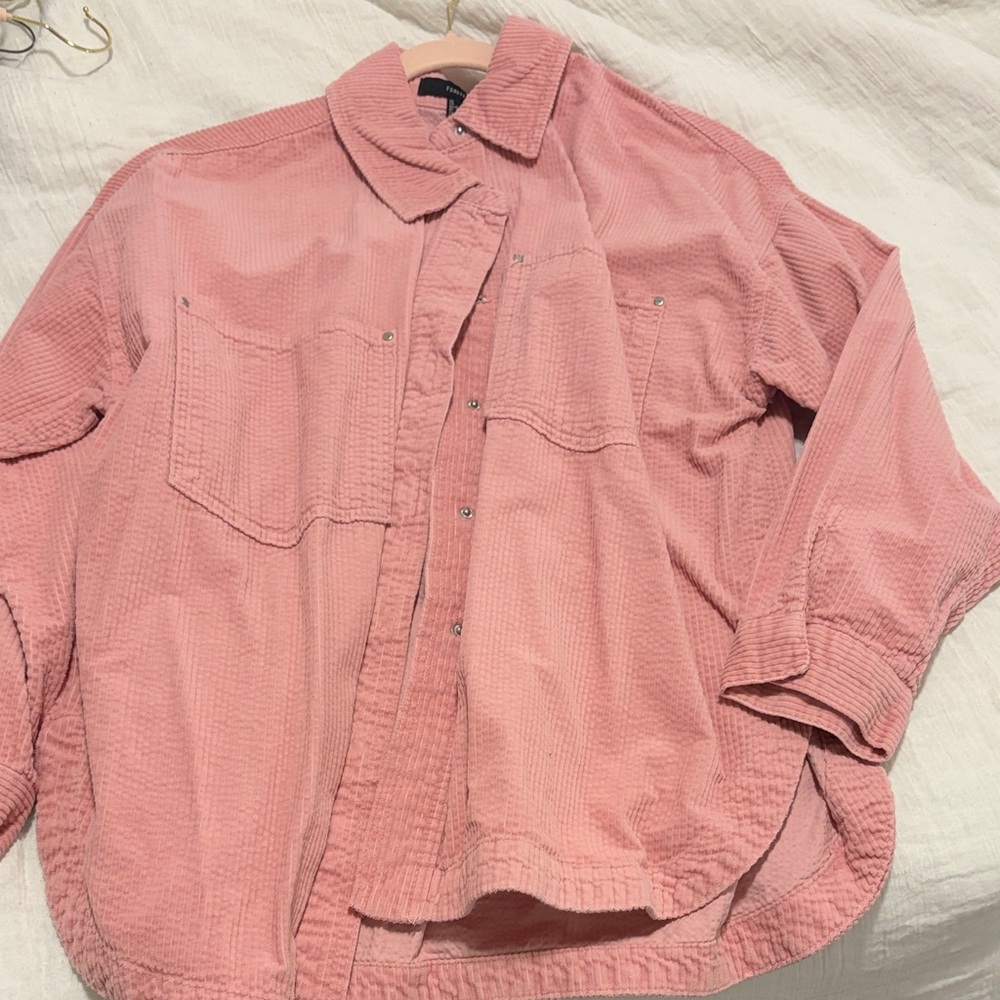 Women's Pink Corduroy Button Down Shirt